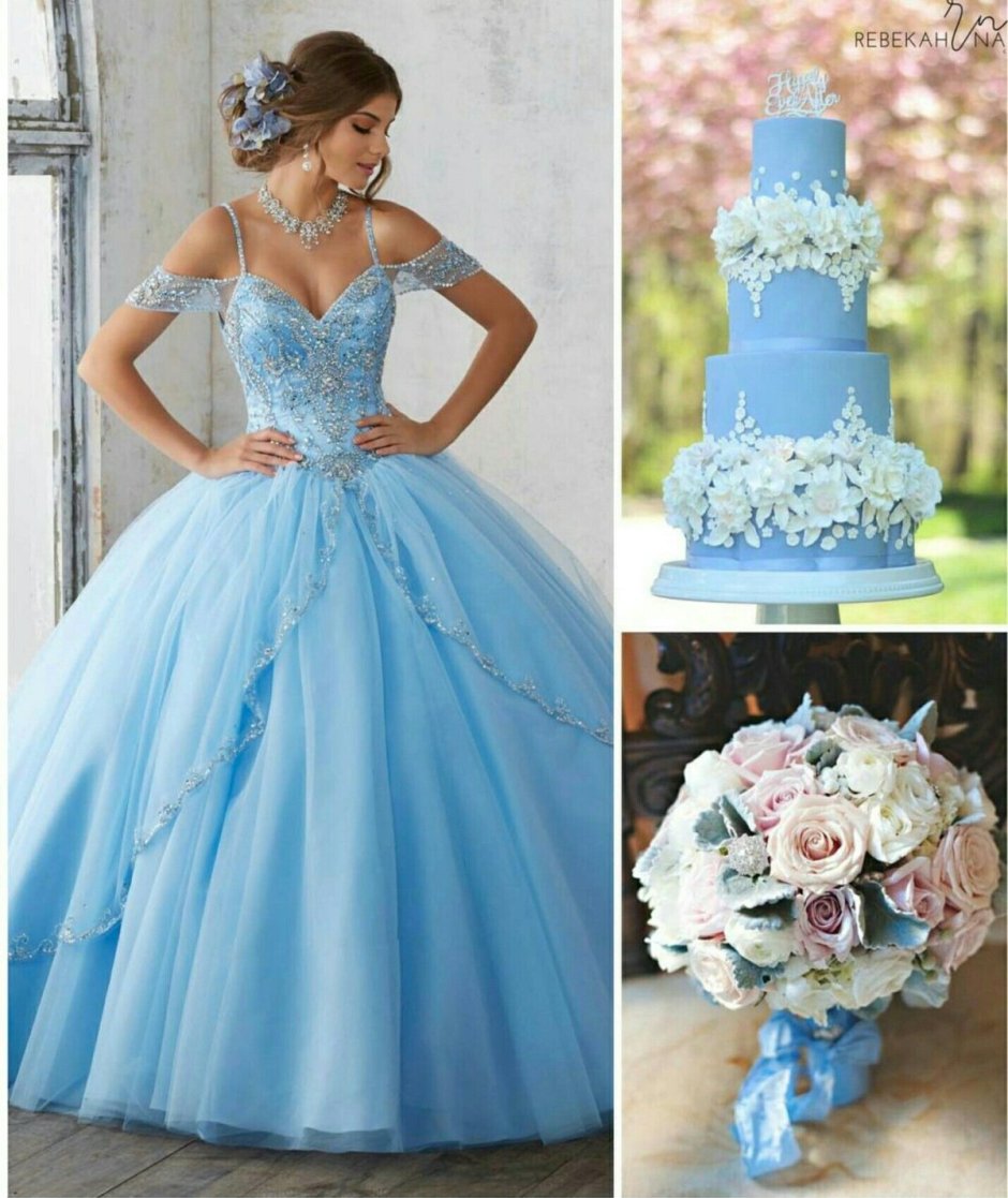 Свадьба в стиле Золушки невеста в голубом платье