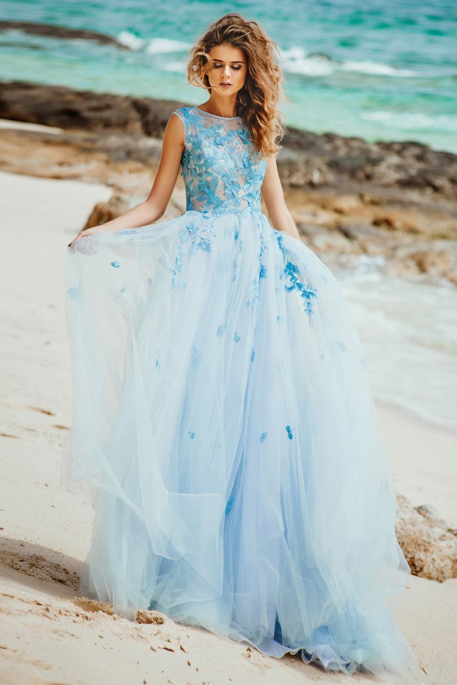 Gabbiano голубое свадебное платье