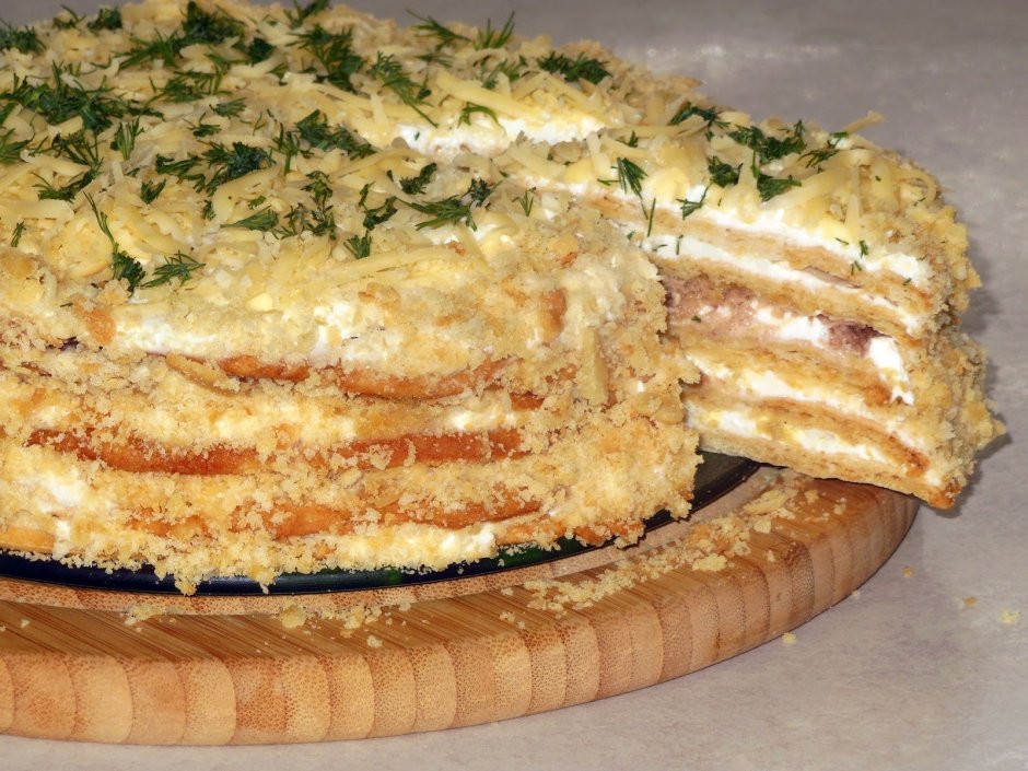 Закусочный торт Наполеон с тунцом