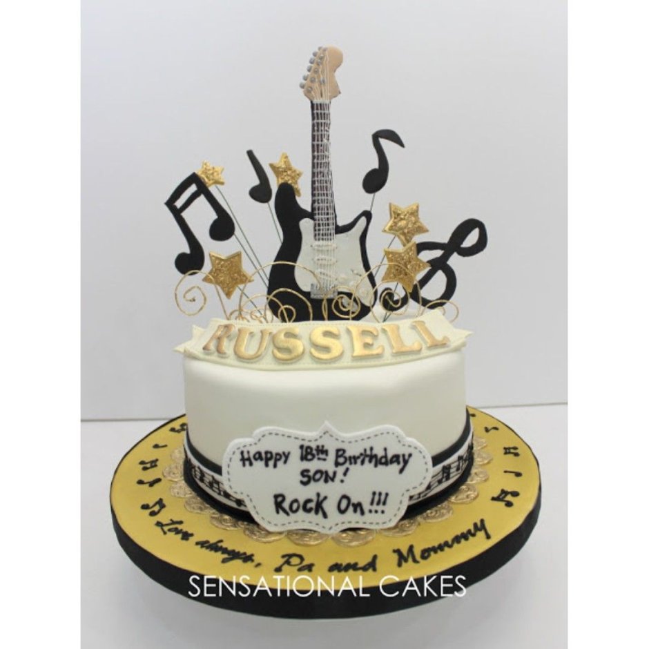 Торт с гитарой и нотами