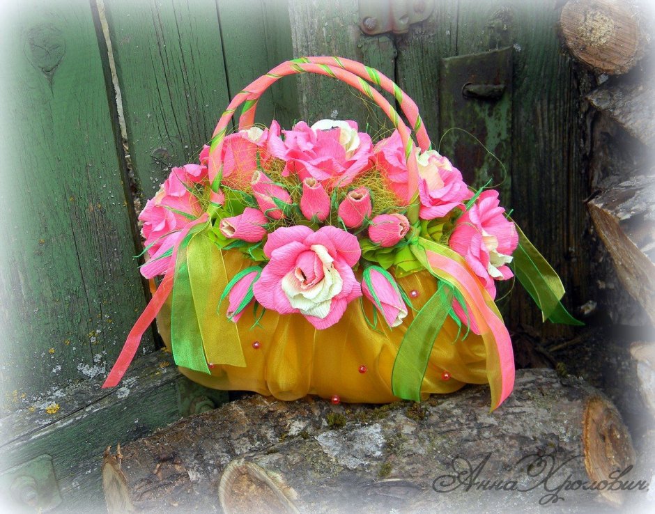 Цветы в сумочке для девочки