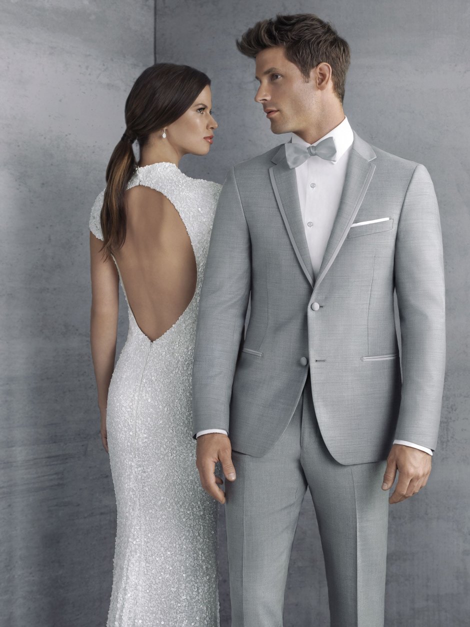 Свадебный образ серый костюм
