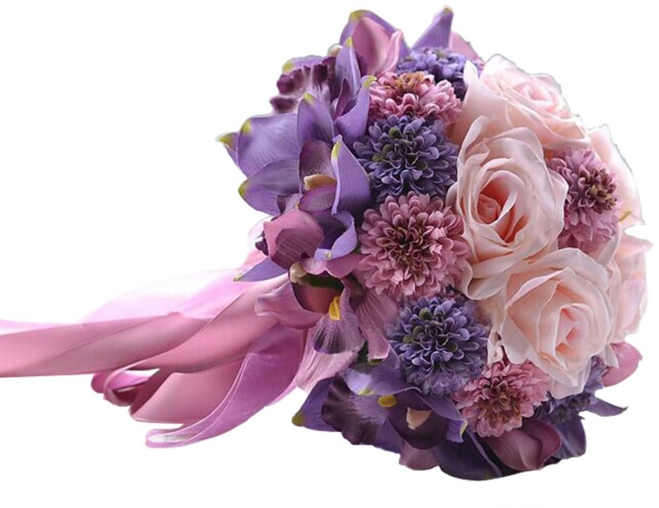 Сиренево лиловый букет невесты