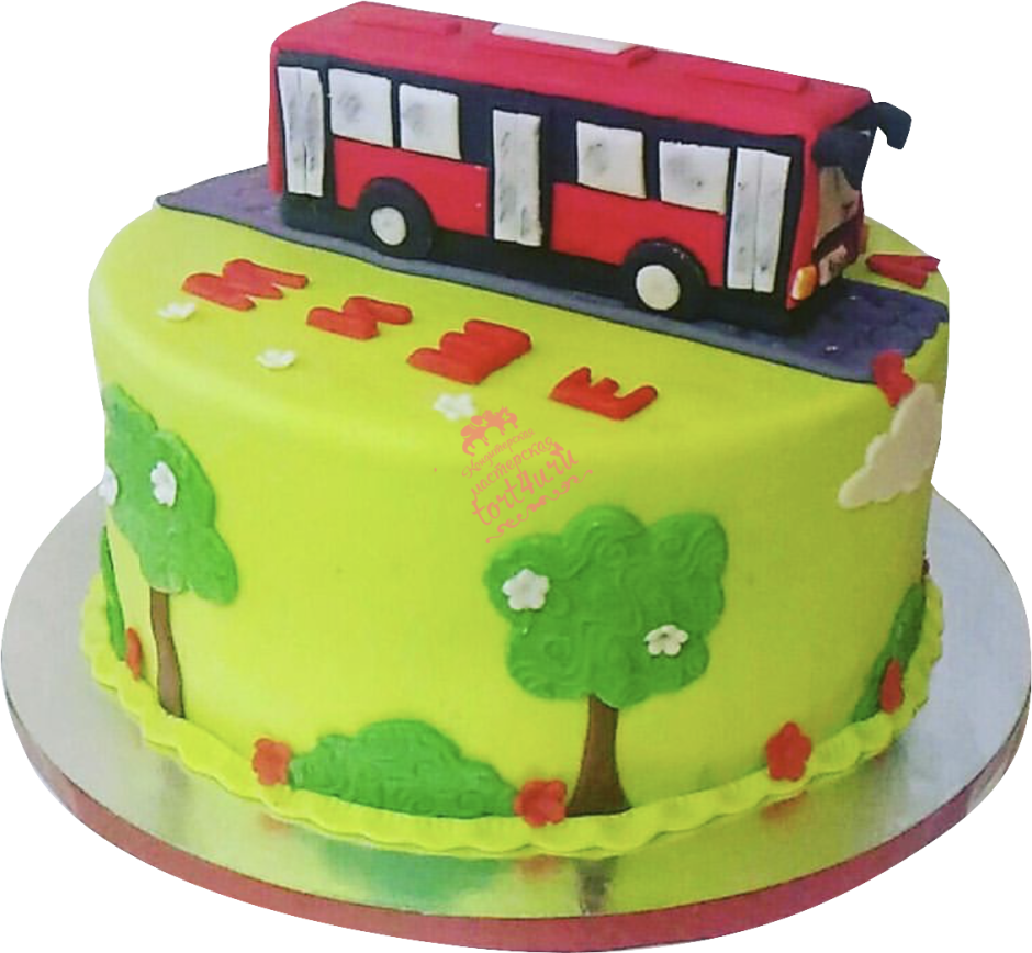 Торт с красным автобусом