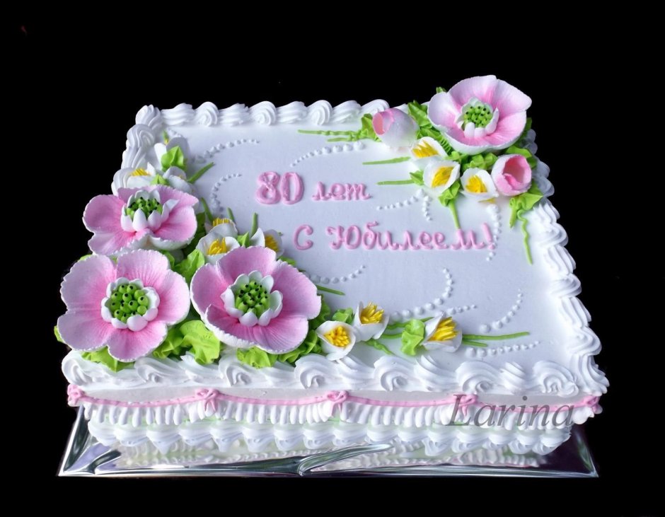 Квадратный торт с цветами