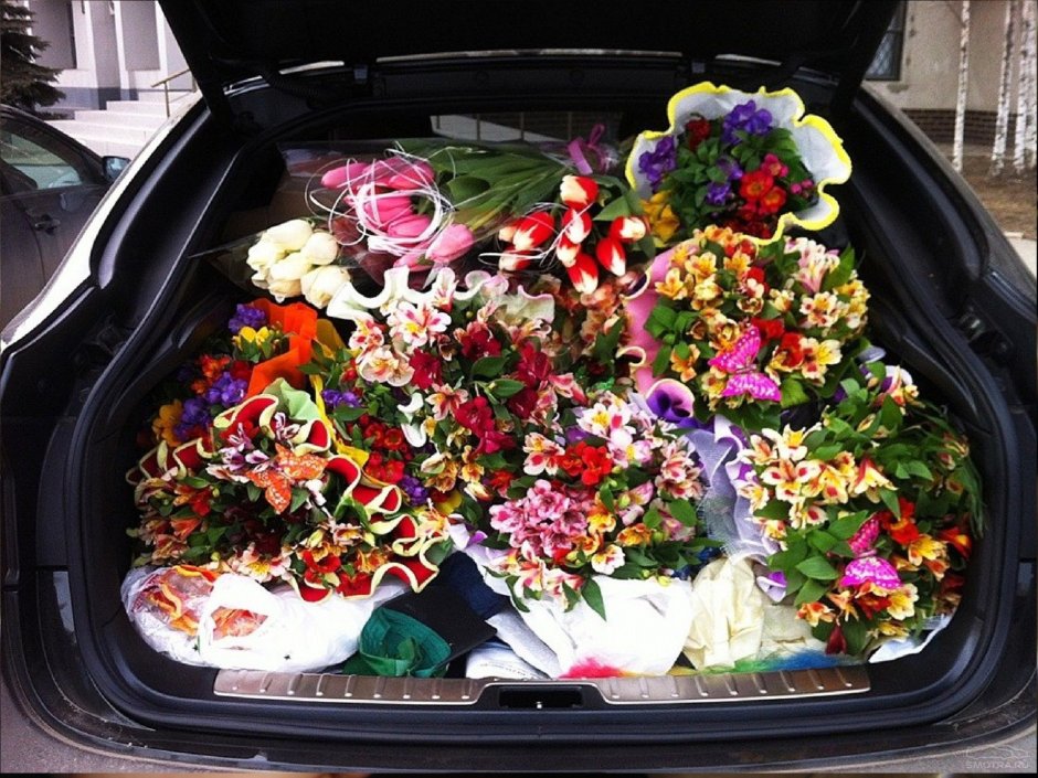 Багажник с цветами