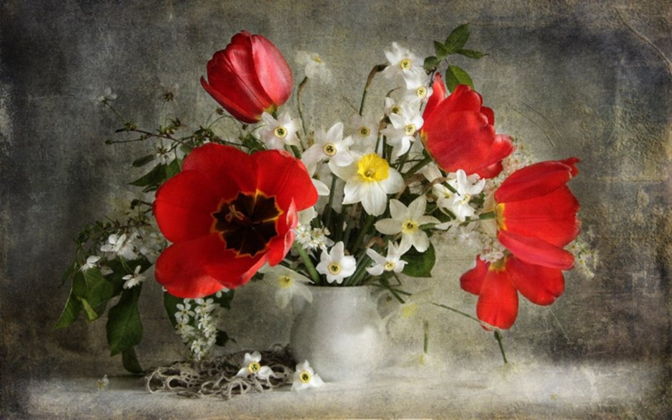 Картина цветы в вазе