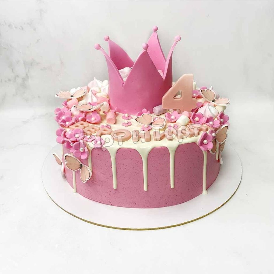 Торт декор торта с короной розовый