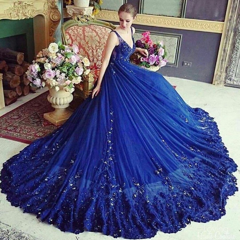 Роскошные Свадебные синие платья