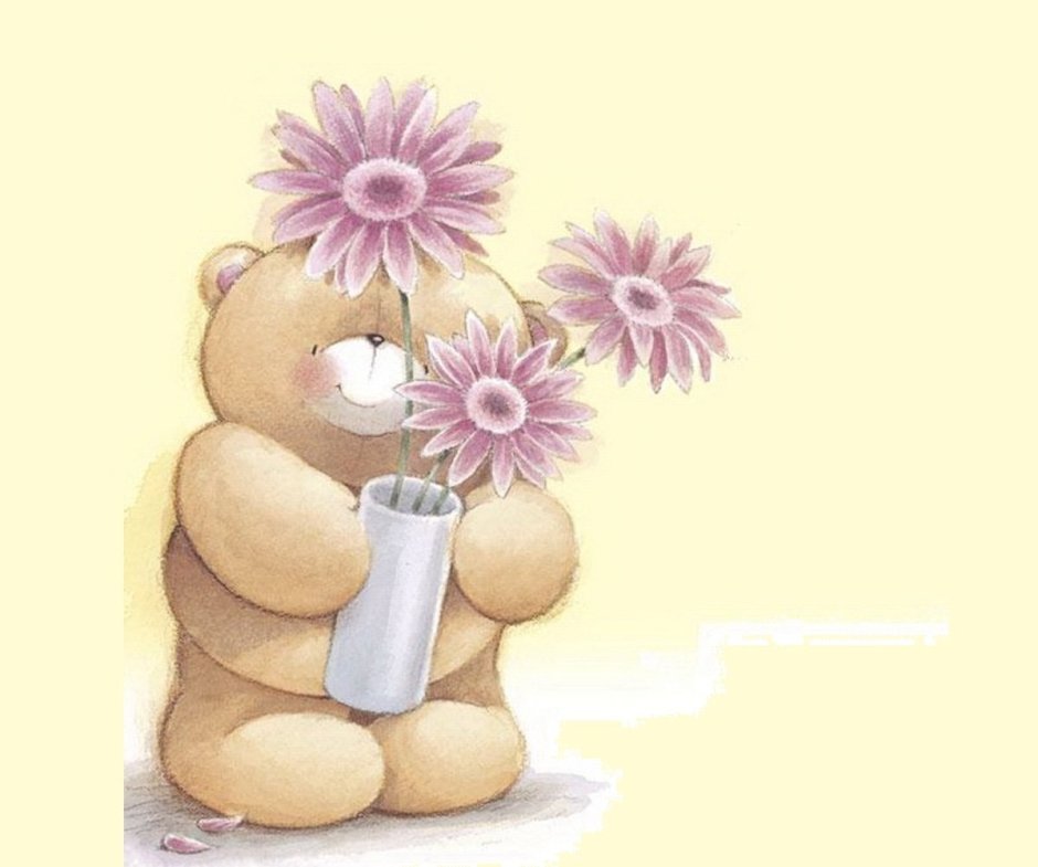 Медвежонок с цветами для мамы