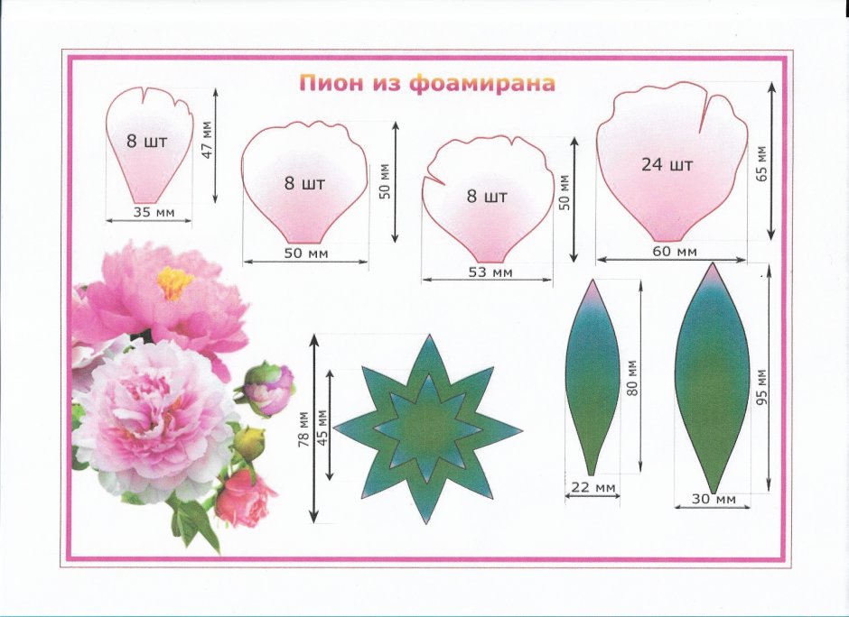 Выкройки цветов из фоамирана