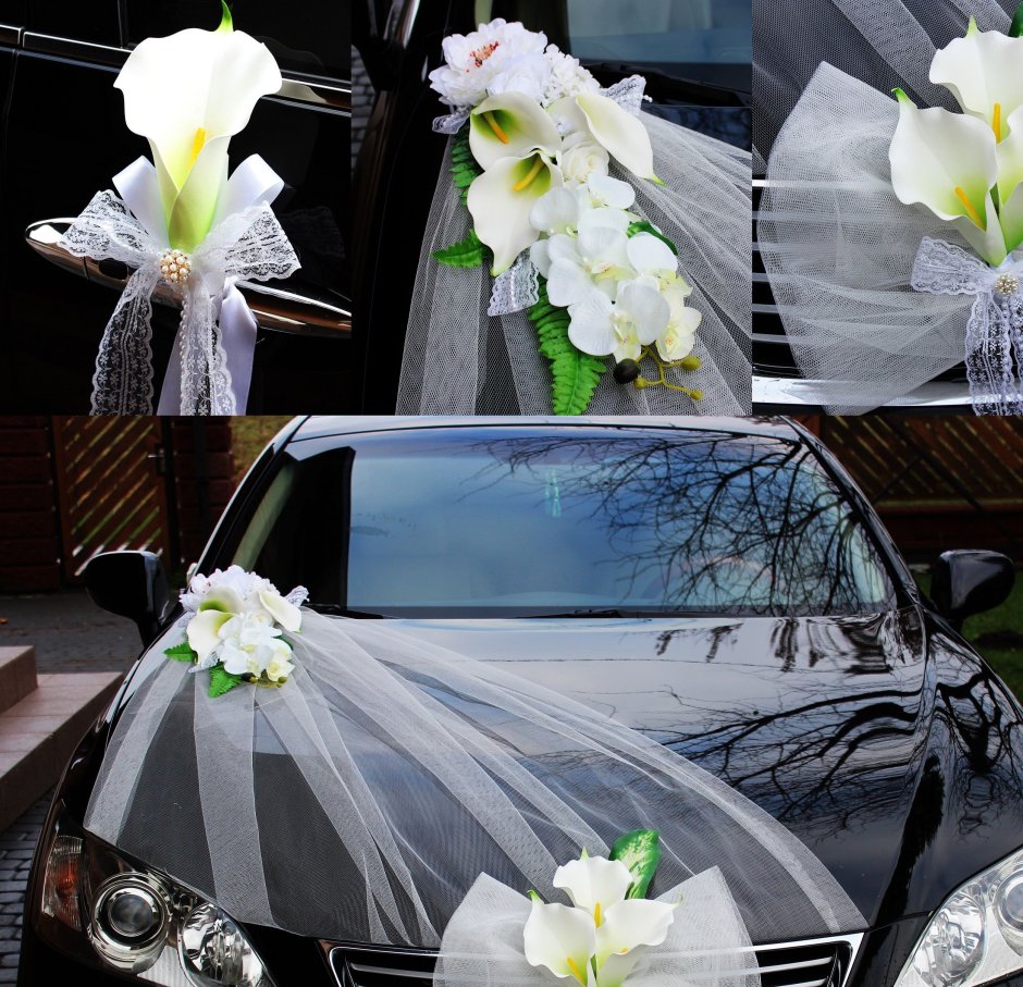 Искусственные цветы для украшения свадебной машины