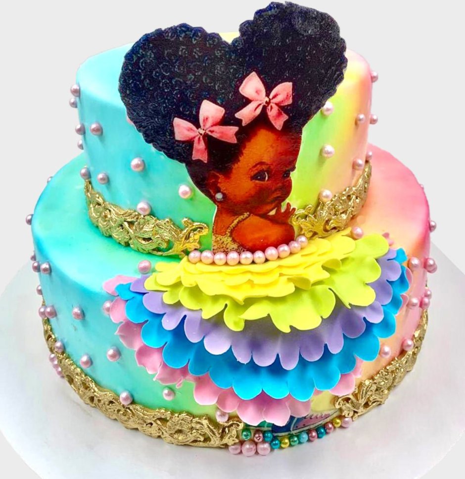 Торт с мулаткой яркий для девочки