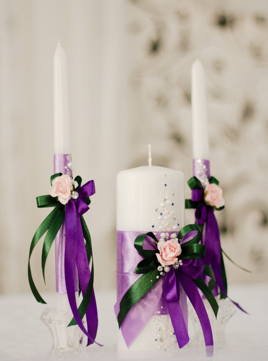 Украшение свечей на свадьбу