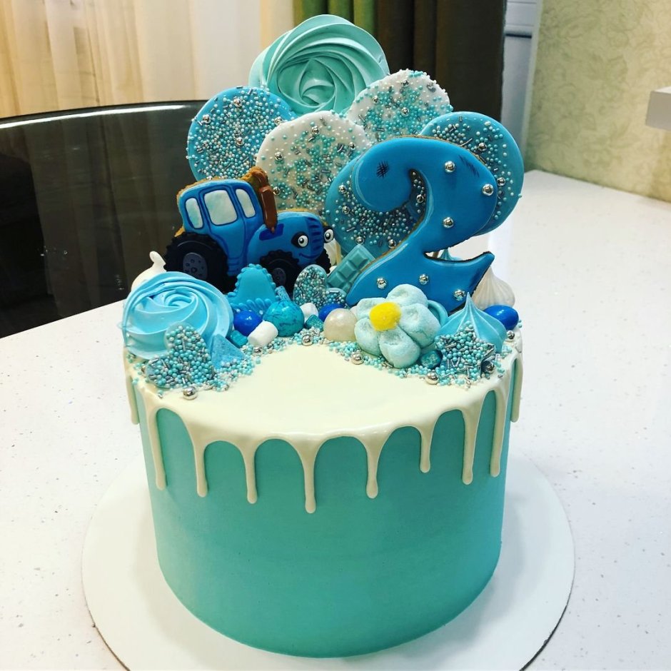Голубой торт для мальчика