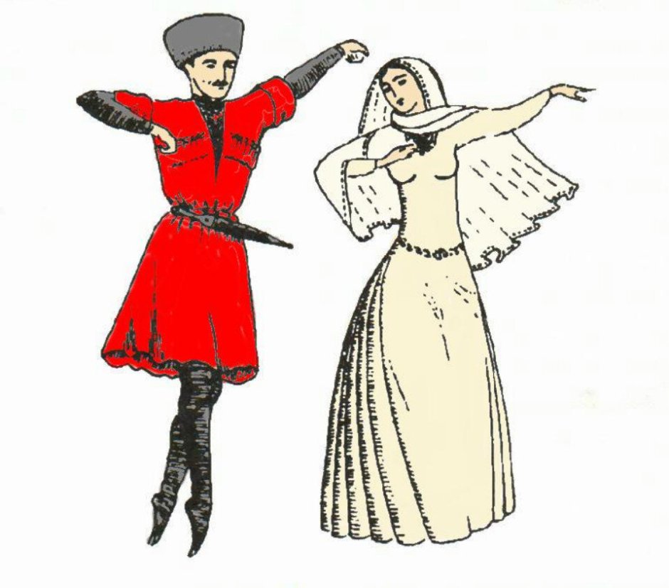 Лезгины народный костюм рисунок