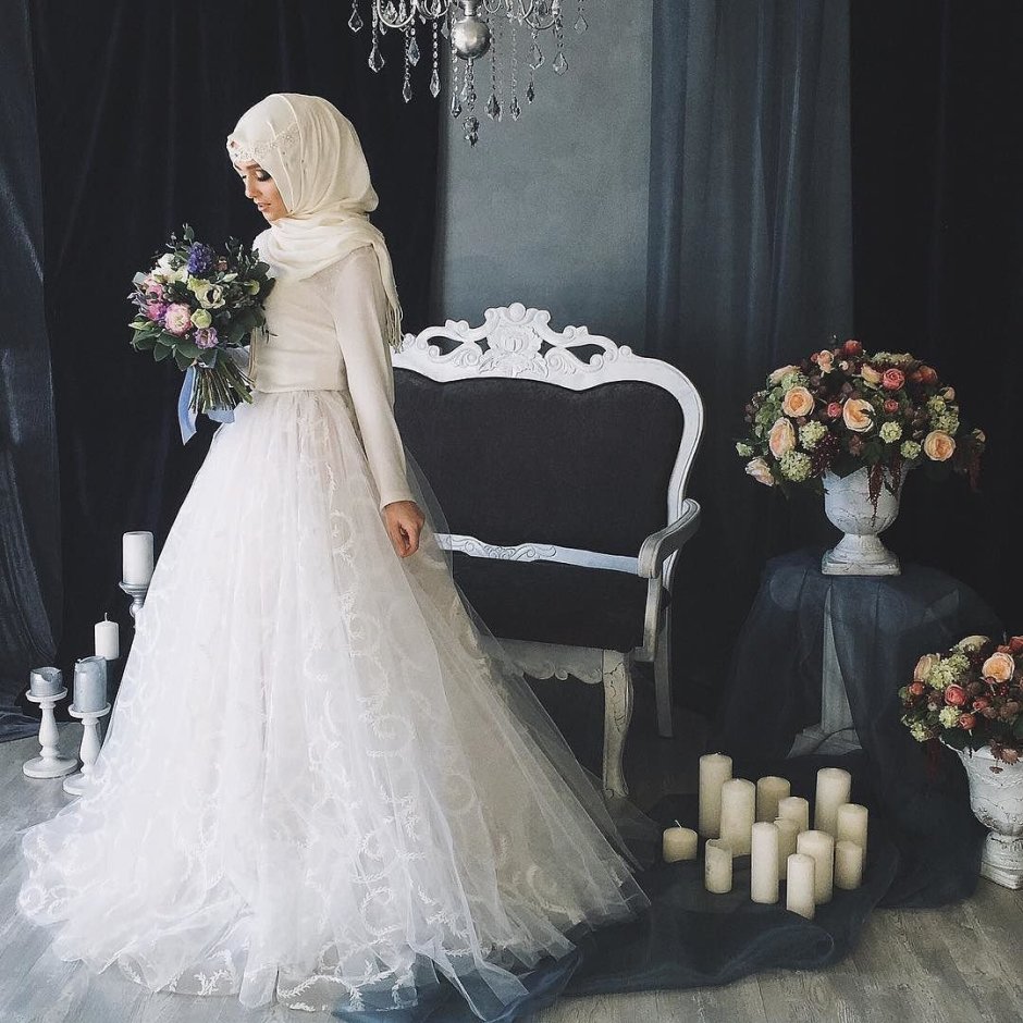 Свадебные платья мусульманские пышные с короной
