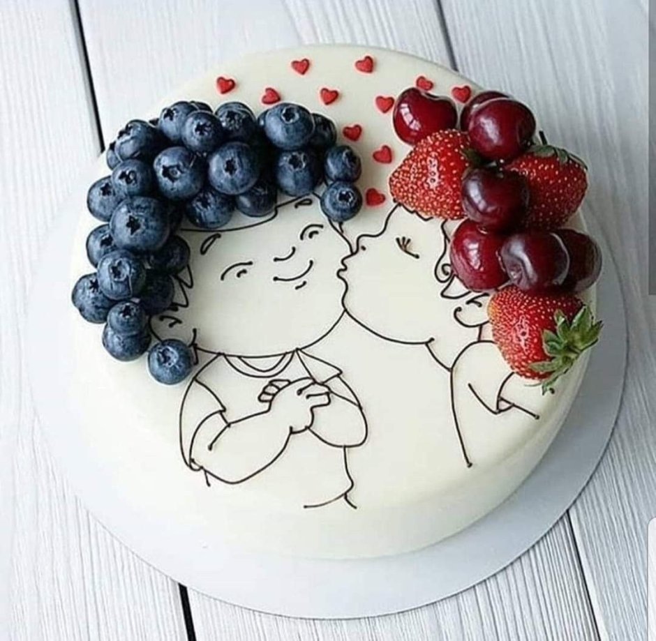 Тортик на годовщину свадьбы с ягодами