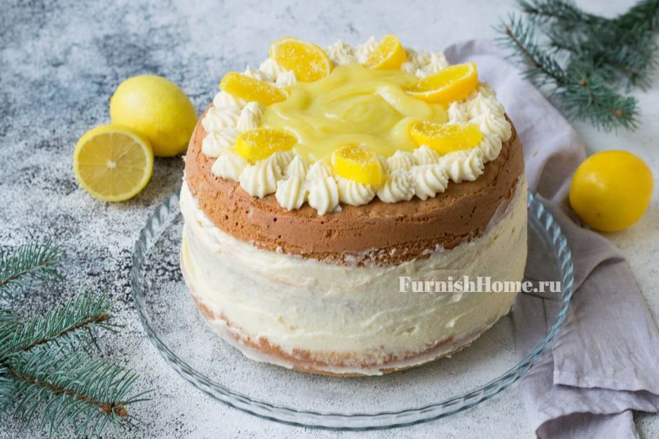 Торт с кремом лимонный курд