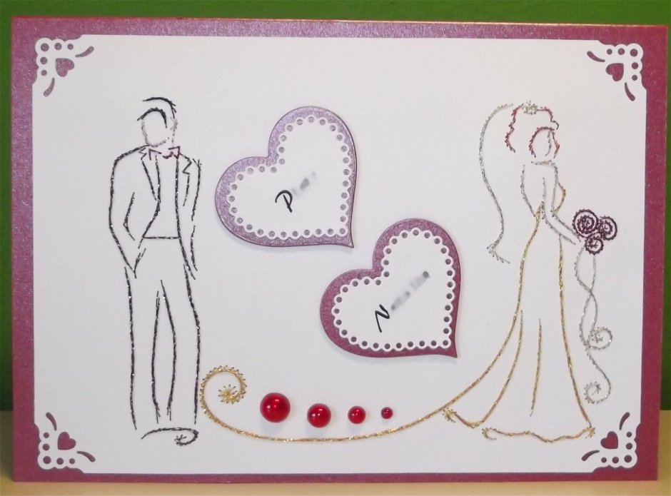 Несложные Свадебные открытки фломастерами