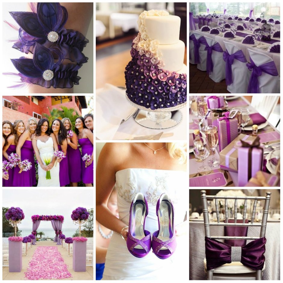 Свадьба в лиловых тонах одежда