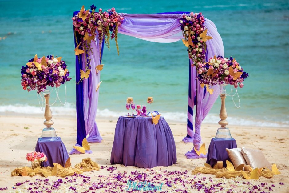 Свадьба в желто фиолетовом цвете