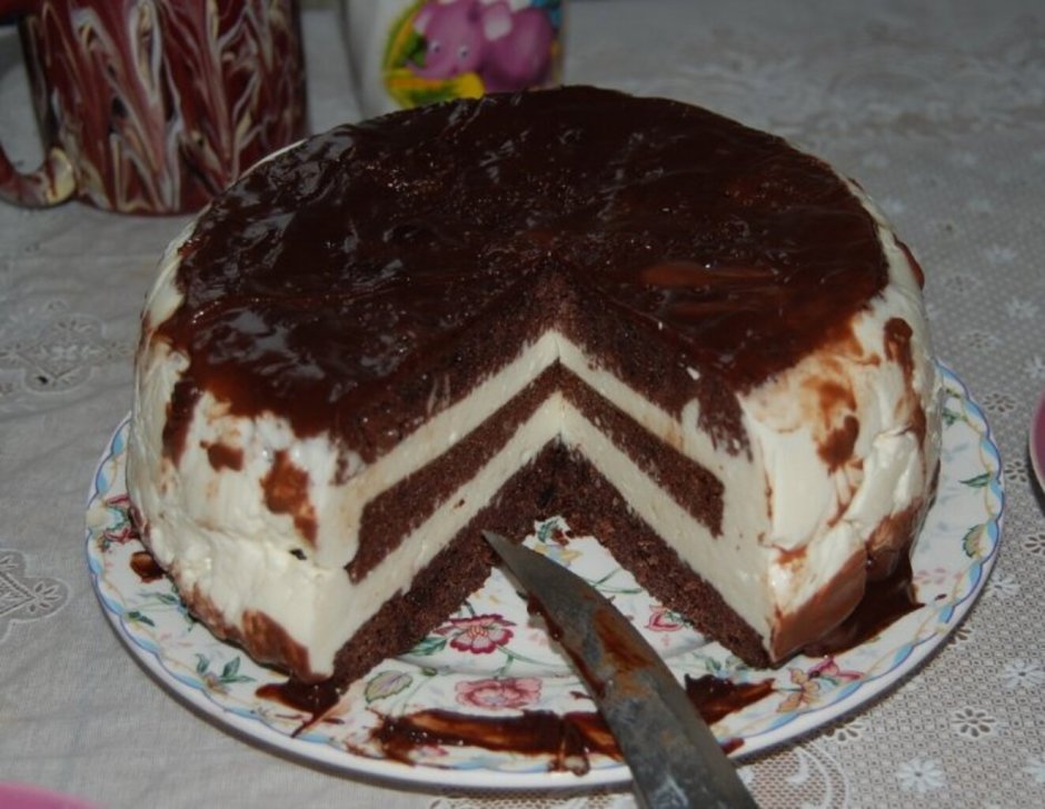 Шоколадный тортик с творожным кремом