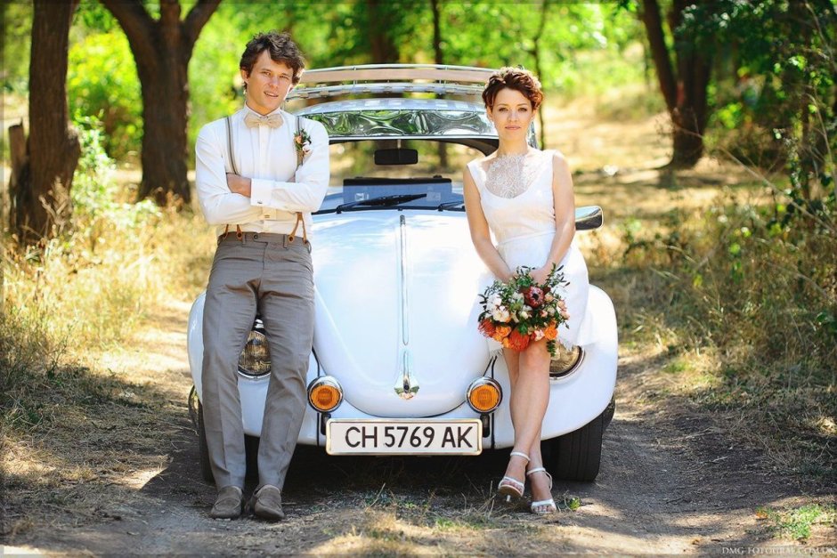 Свадьба в винтажном стиле ретро автомобиль