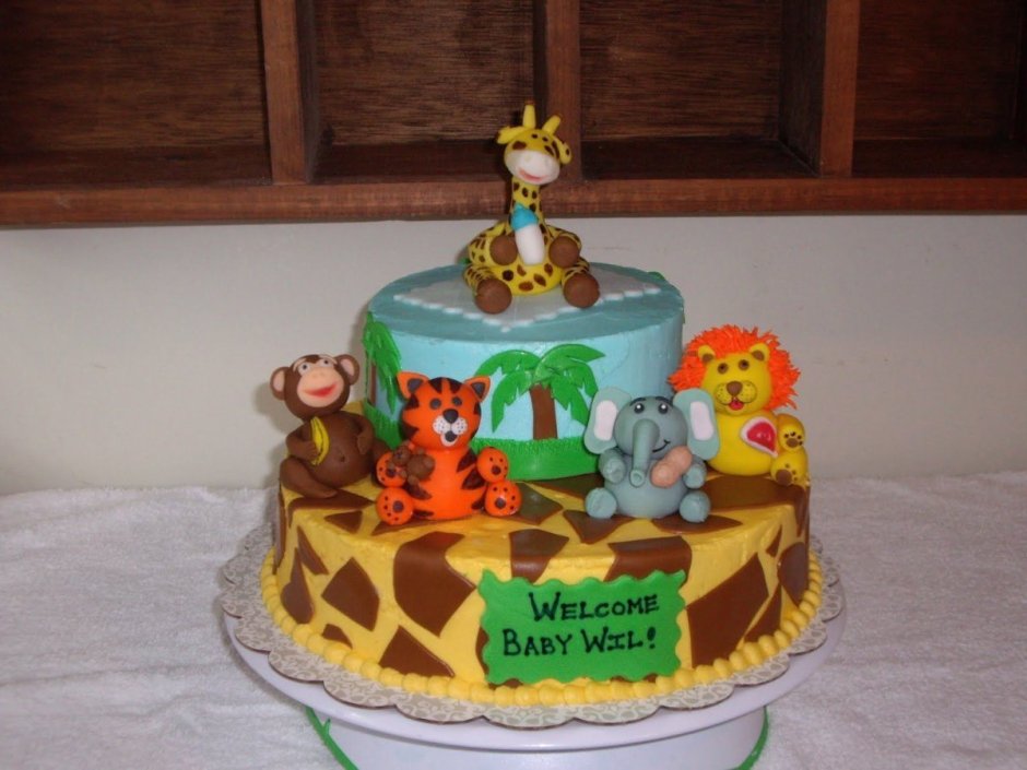 Торт с дикими животными для мальчиков