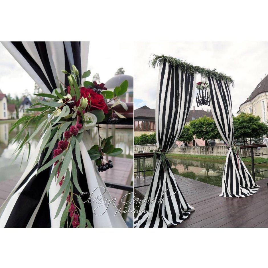Черно белый цветочный стиль свадьбы