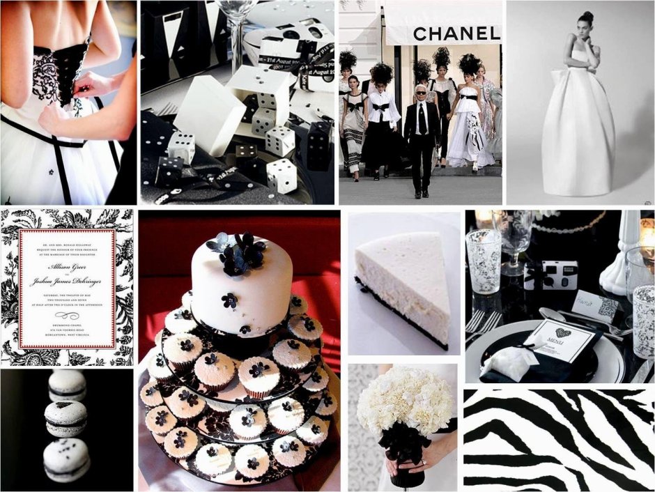Свадьба в стиле Коко Шанель черно-белое