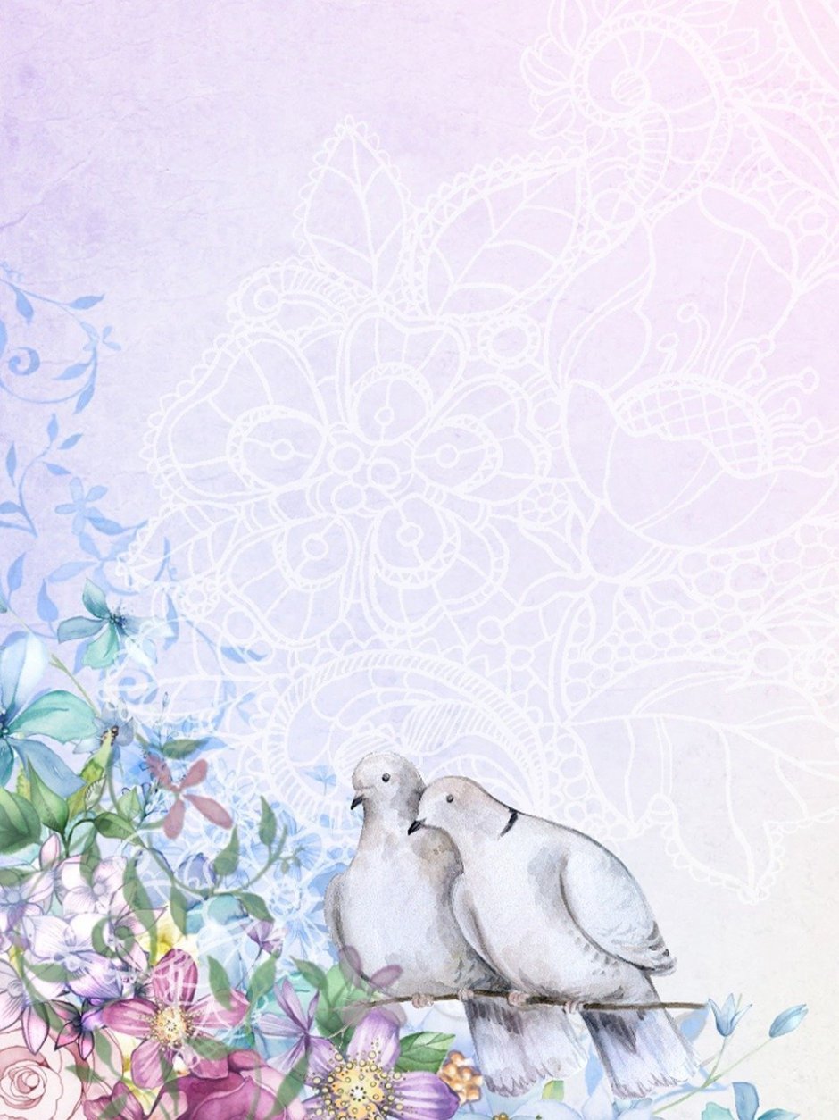 Свадебный фон с голубями