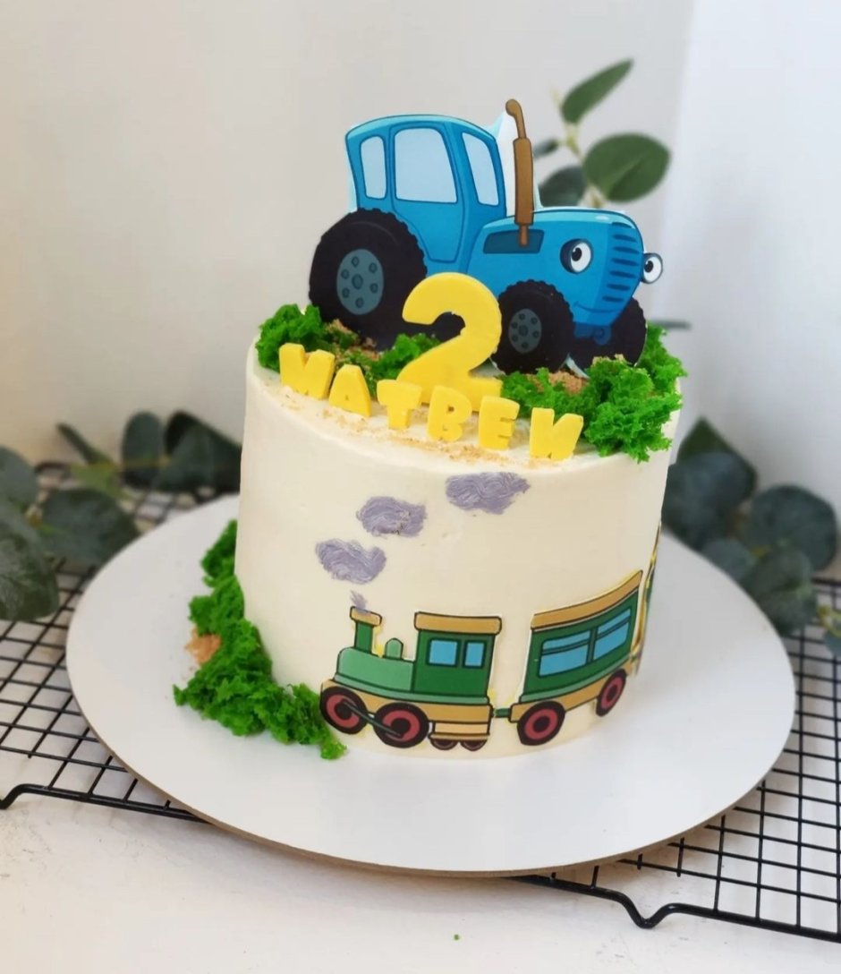 Тортик синий трактор