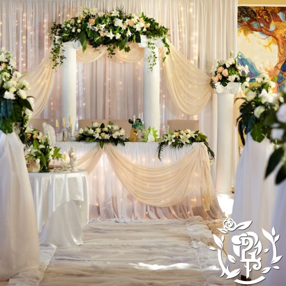 Украшение зала на свадьбу цветами просто