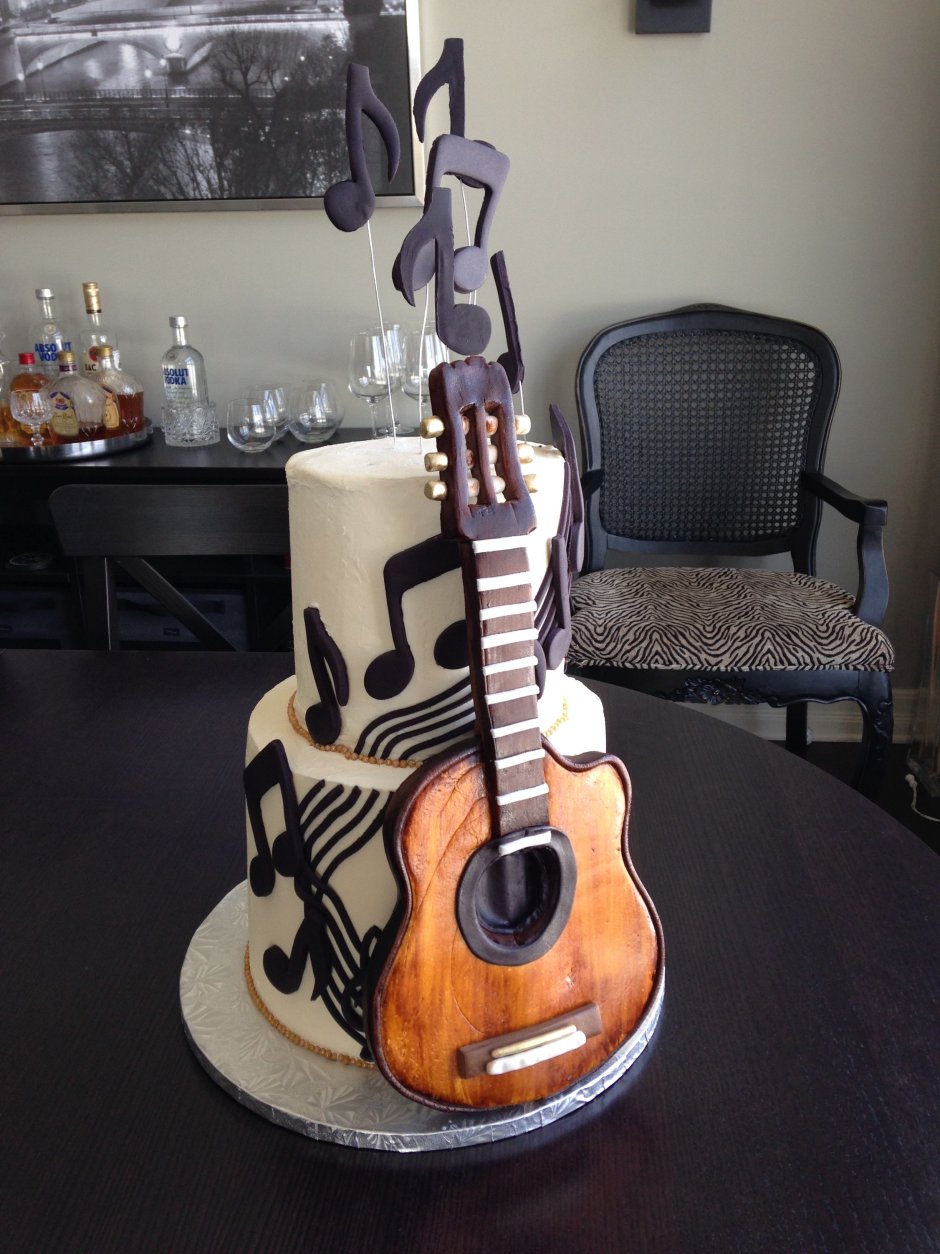 Украшение торта с гитарой