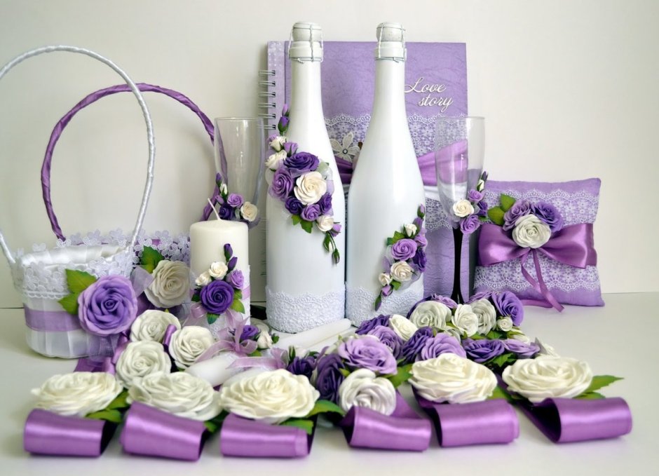 Свадебные аксессуары фиолетовые