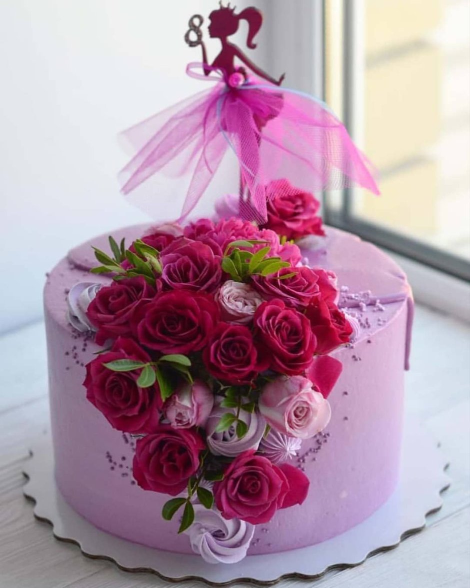 Торт с цветочками для девочки