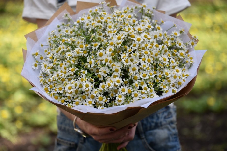 Букет ромашек в пергаменте