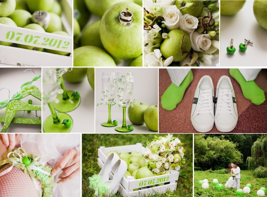 Свадьба в стиле зеленое яблоко
