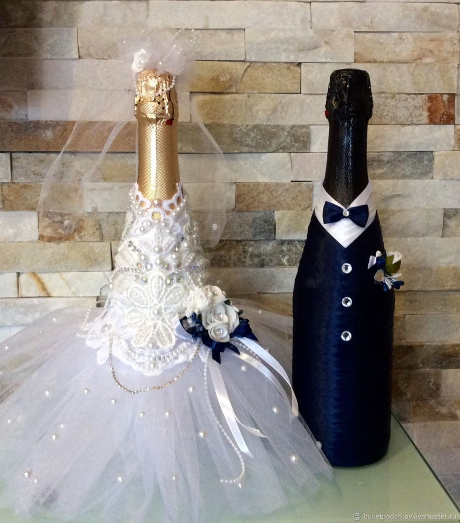 Декор бутылок на свадьбу