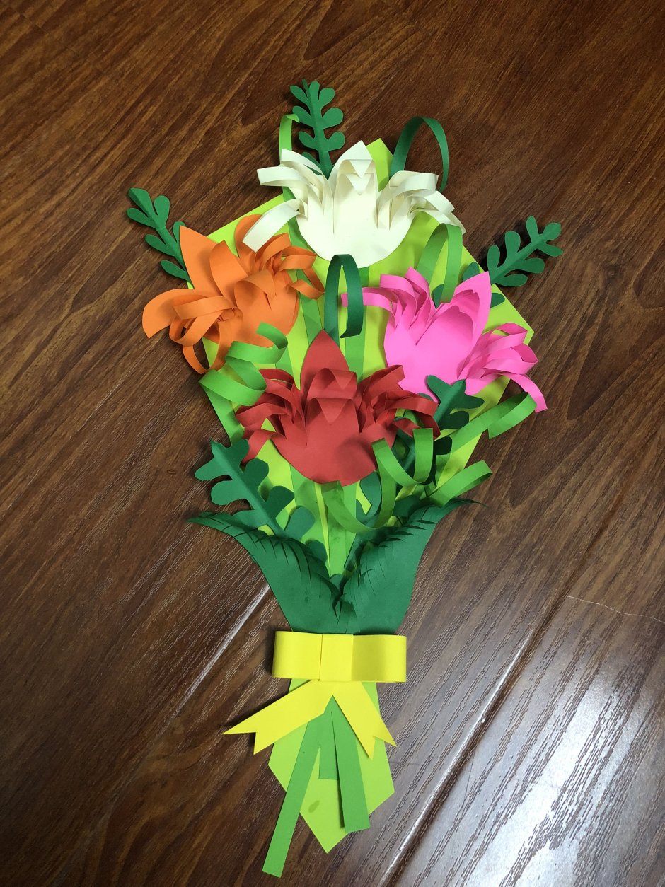 Цветы из цветной бумаги на день учителя