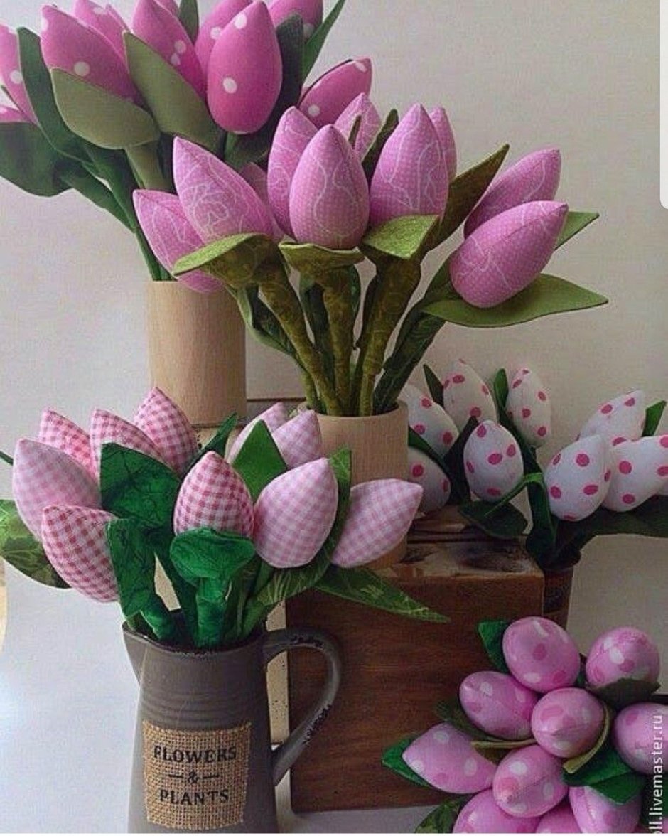 Тюльпаны из ткани