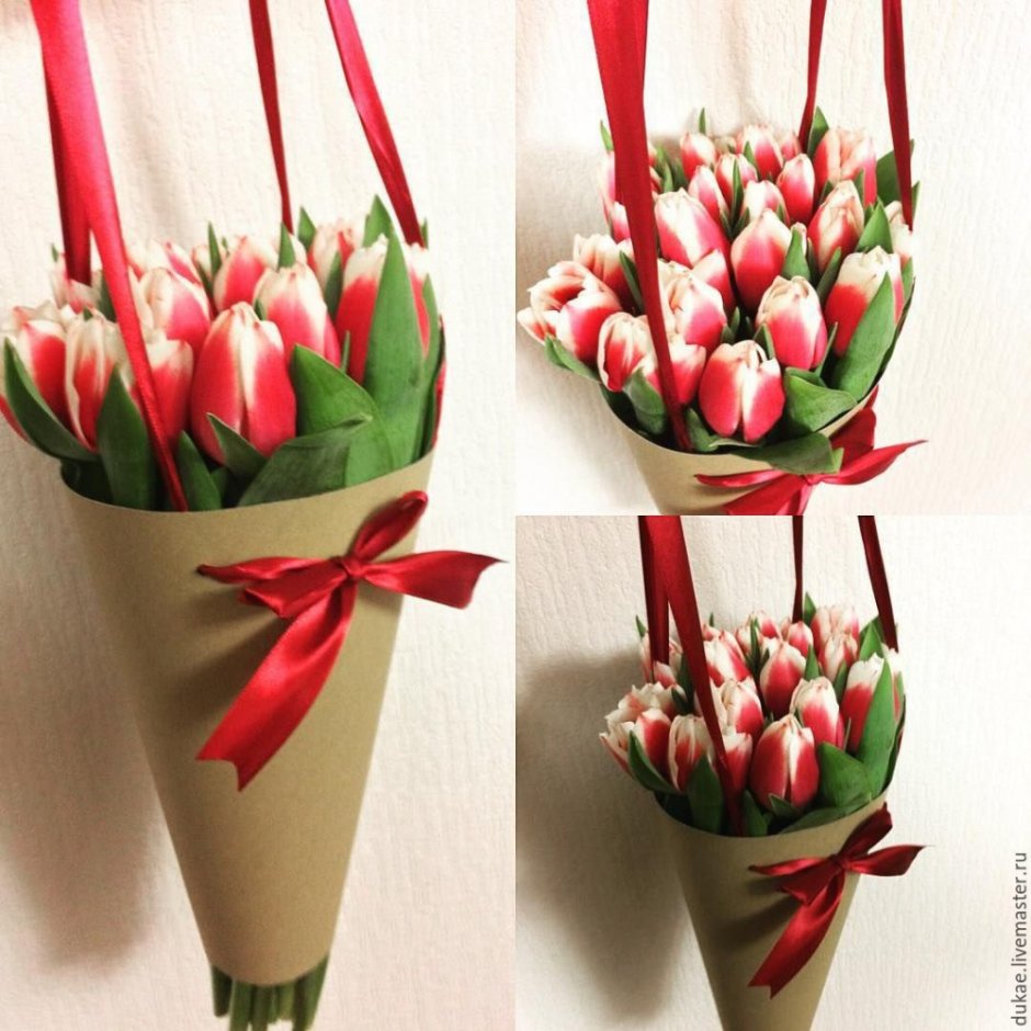 Необычные букеты из тюльпанов