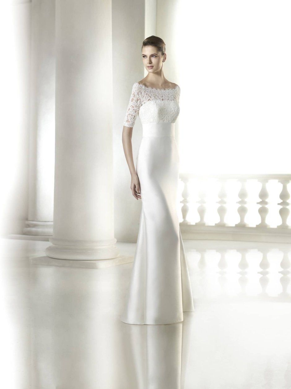 Белое прямое свадебное платье