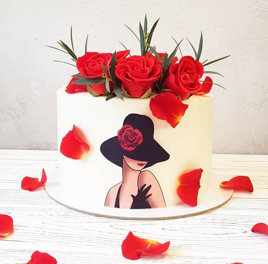 Торт для девушки с цветами