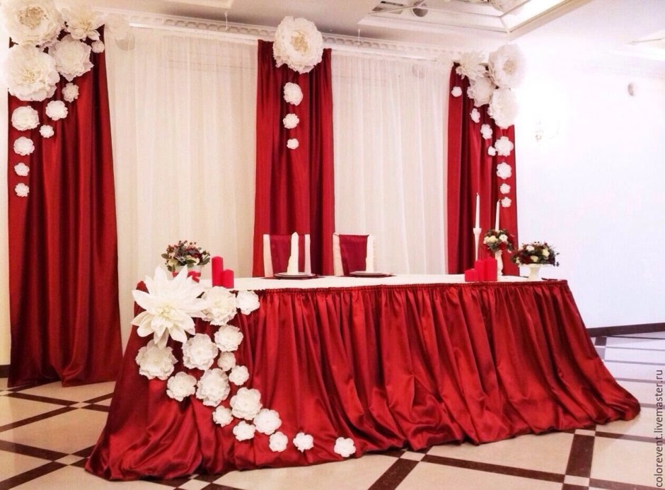 Свадебный декор зала в Красном цвете