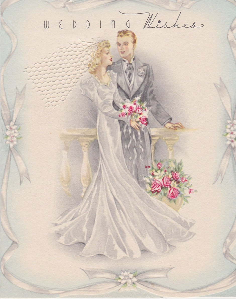 Винтажная Свадебная открытка