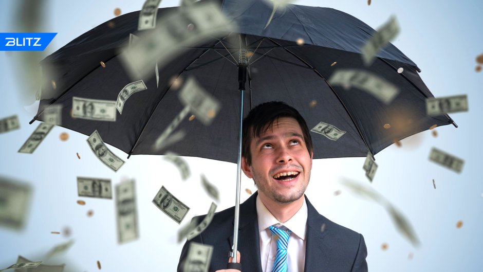 Зонтик с деньгами человек