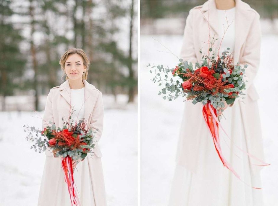 Стильный свадебный образ невесты зима
