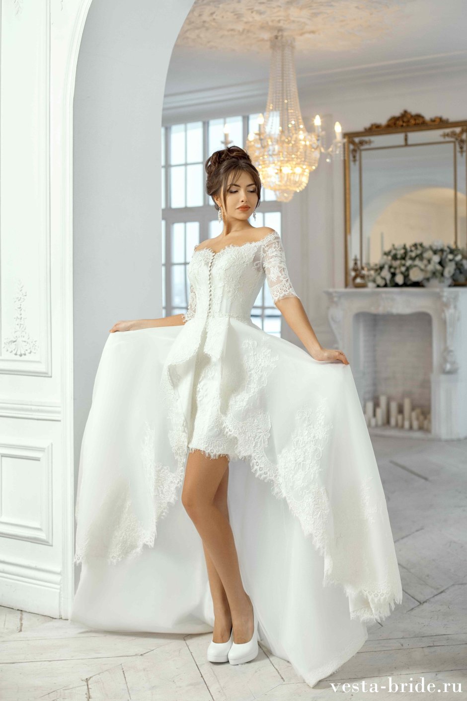 Свадебное платье трансформер с отстегивающейся юбкой